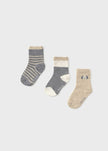 mayoral baby 3 pack of crew socks grey