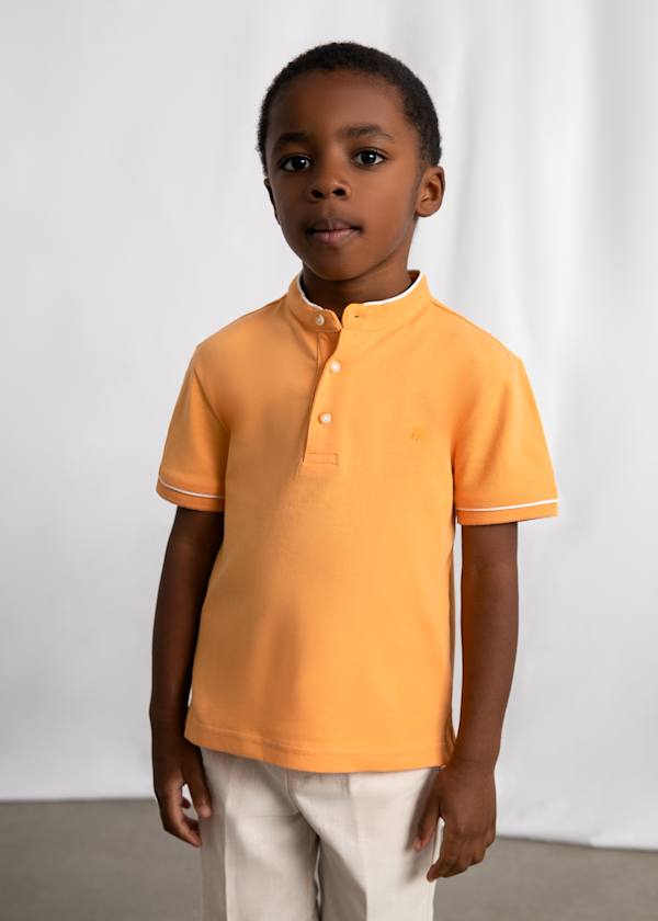 Mayoral Usa Inc Short Sleeve Henley Polo in Peach - Little Miss Muffin Children & Home