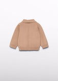 Abel & Lula Baby Cardigan with Collar in Camel