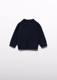 Abel & Lula Baby Cardigan with Collar in Navy