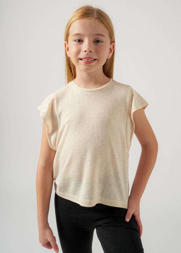 Mayoral Usa Inc Mayoral Tween Girls Cap Sleeve Tee with Tiny Stud Detail - Little Miss Muffin Children & Home