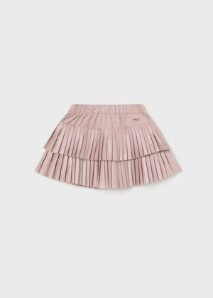 Mayoral Pleated Suede Skirt in Blush