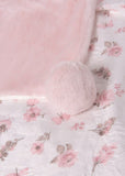 Mayoral Faux Fur Teddy Blanket with Pompoms in Blush