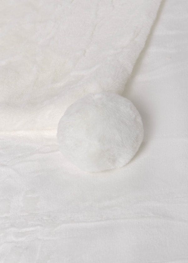 Mayoral Usa Inc Mayoral Faux Fur Teddy Blanket with Pompoms in Off White - Little Miss Muffin Children & Home