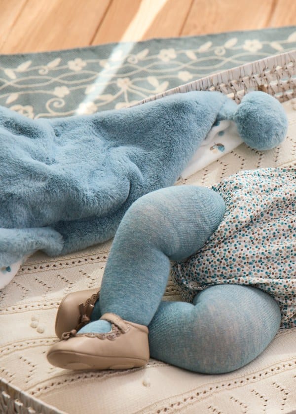 Mayoral Usa Inc Mayoral Faux Fur Teddy Blanket with Pompoms in Polar Blue - Little Miss Muffin Children & Home