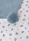 Mayoral Faux Fur Teddy Blanket with Pompoms in Polar Blue