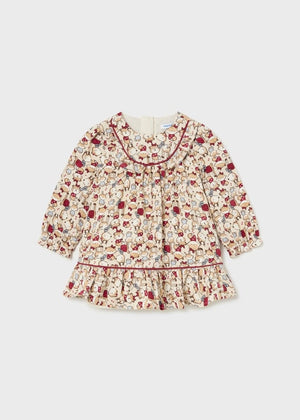 Mayoral Drop Waist Print Dress for Baby in Tomato