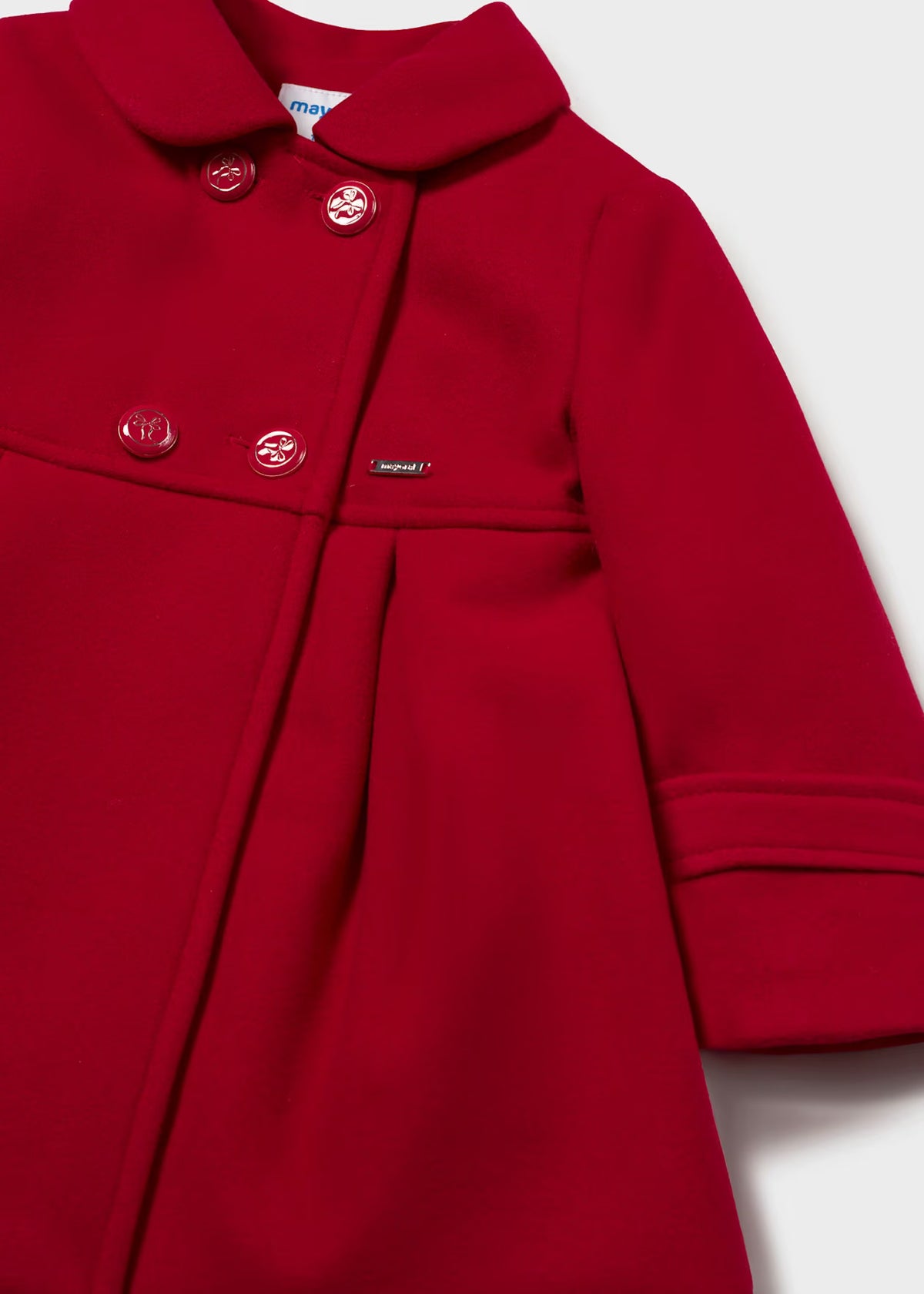 Double Breasted Pleated Wool Coat