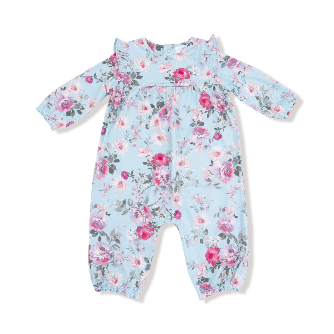 baby girl blue and pink floral romper