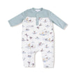 baby romper with migrating mallards and two toned sleeves