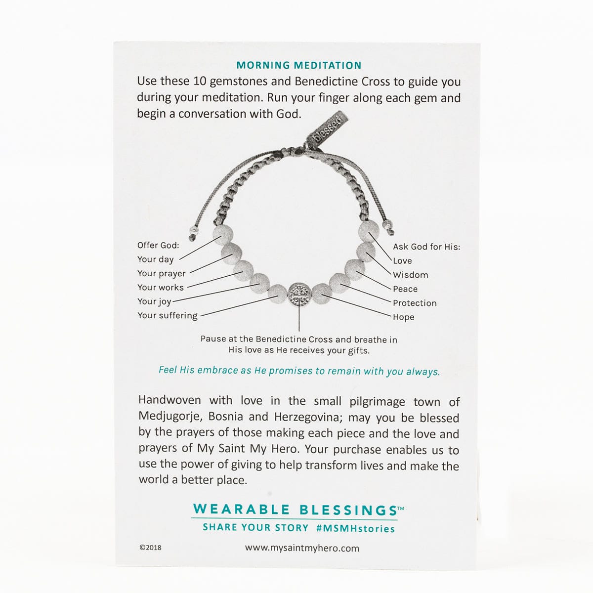 Wake Up and Pray Meditation Bracelet - Silver/Eggplant/Rose Quartz -Love