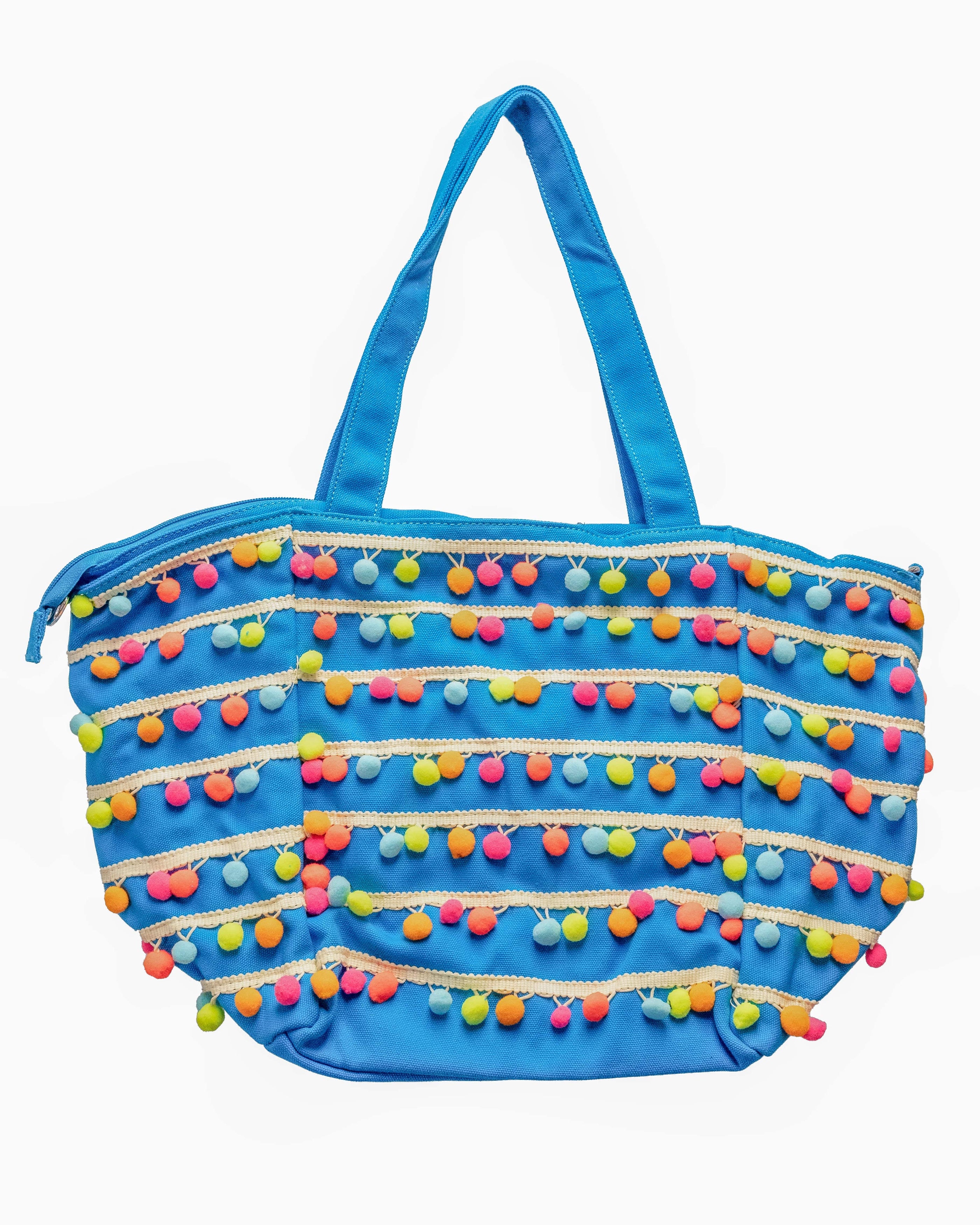 Pom Pom Beach Tote, 2 Colors Available