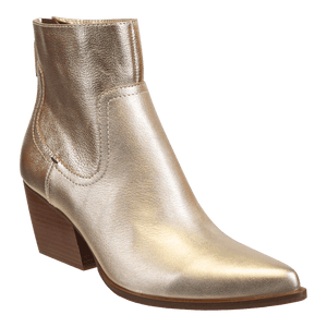 Naked Feet Baton Heeled Ankle Boots in Soft Gold