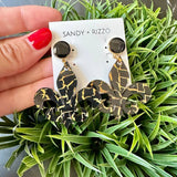 Sandy + Rizzo Sandy + Rizzo Black & Gold Fleur de Lis Earrings - Little Miss Muffin Children & Home