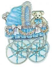 For Arts Sake For Arts Sake Blue Baby Boy Pram Greeting Card - Little Miss Muffin Children & Home