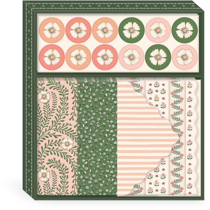 Lady Jayne Pink Green Floral Stationery Set - Little Miss Muffin Children & Home