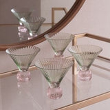 Beatriz Ball Glass Venice Martini Set of 4, Green & Pink