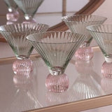 Beatriz Ball Glass Venice Martini Set of 4, Green & Pink