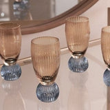 Beatriz Ball Glass Venice Shot Glass Set of 4, Amber & Blue