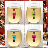 Wine-Oh Nutcrackers Unbreakable Stemless Tritan Plastic Wine Glasses, Set Of 4