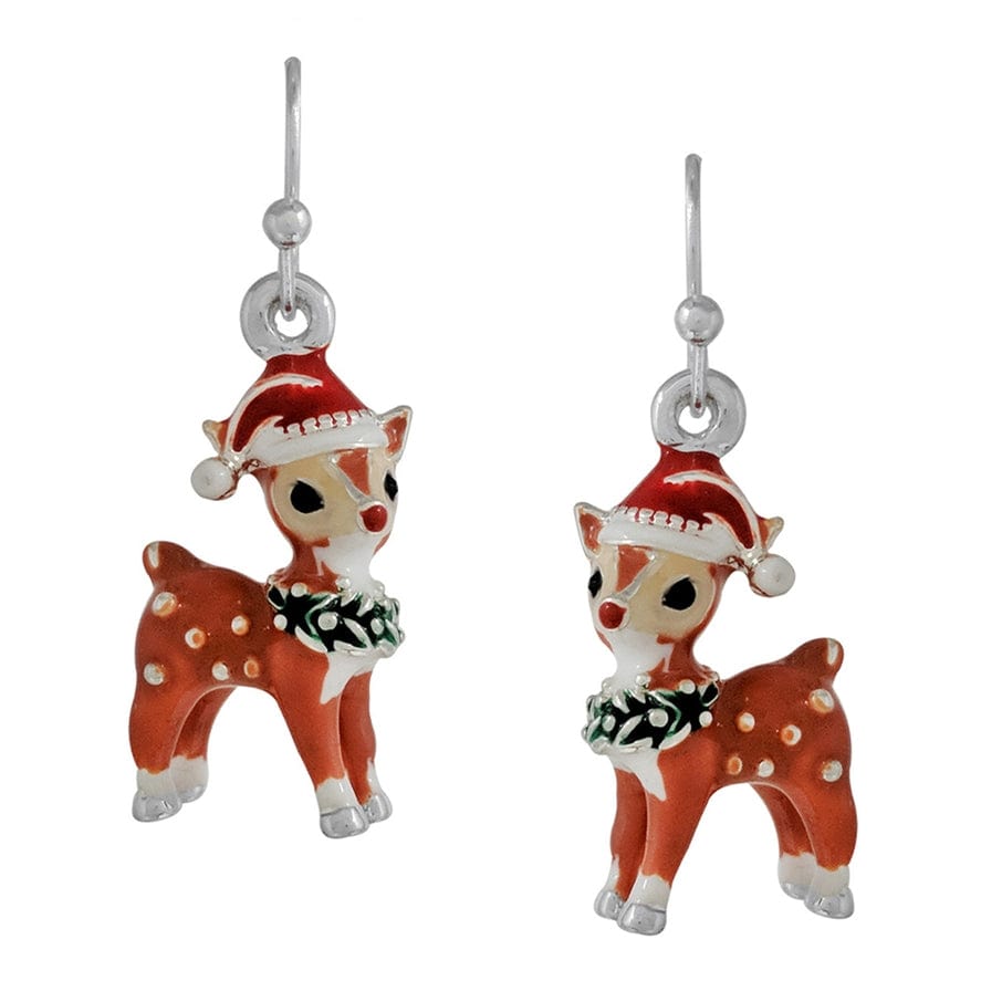 Fashion City Rudolph with Santa Hat Christmas Hook Earrings - Little Miss Muffin Children & Home