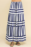 Pinch Striped Tiered Maxi Skirt