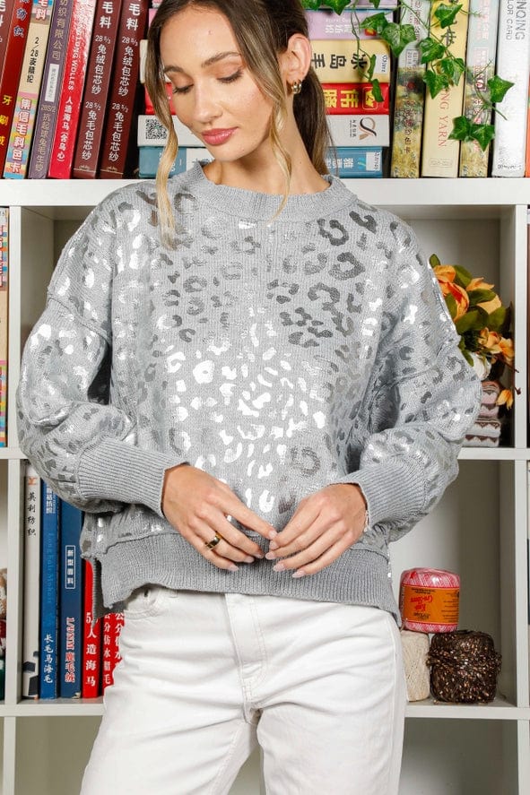 Vine & Love Vine & Love Foil Animal Print Knit Sweater - Little Miss Muffin Children & Home