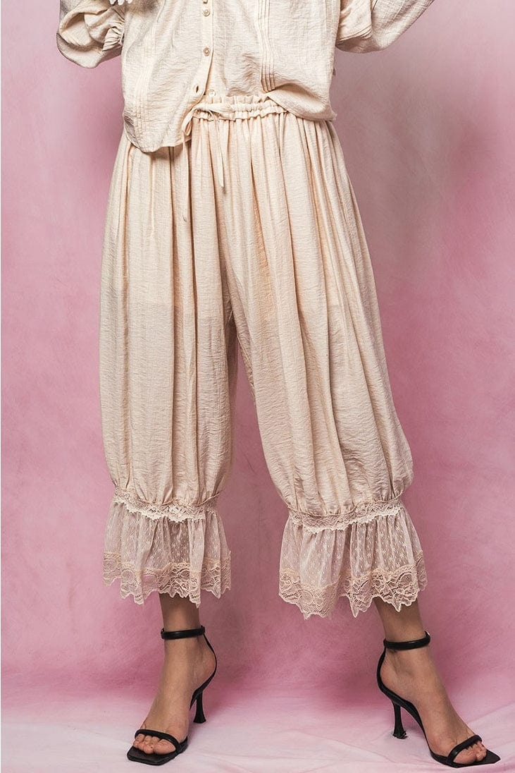 Urban Daizy Lace-Trimmed Cropped Bloomer Pants in Ivory - Little Miss Muffin Children & Home