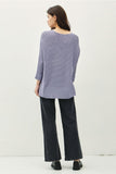 Be Cool V-Neck Sweater with Side Slits in Slate Blue