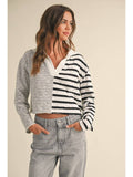 Miou Muse Miou Muse Combo Striped Long Sleeve Cropped Knit Top - Little Miss Muffin Children & Home