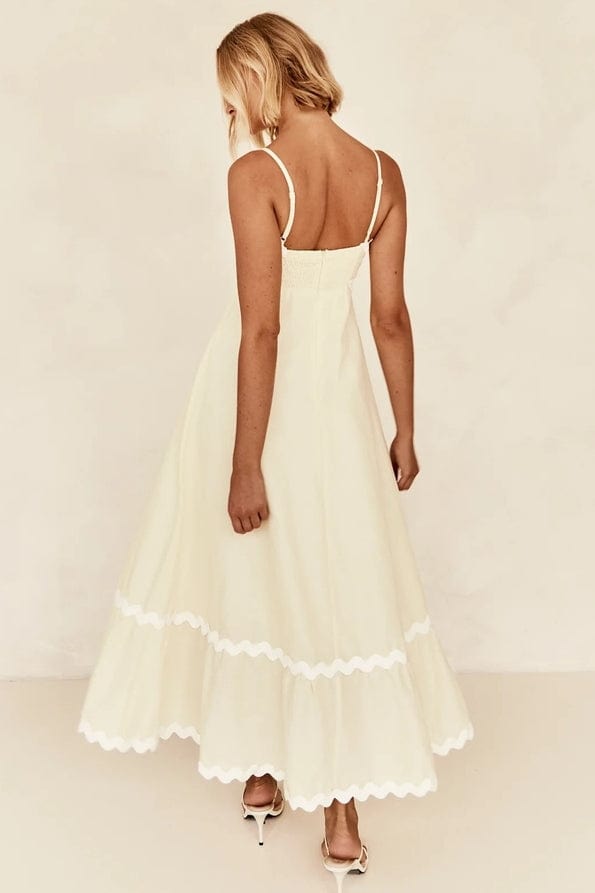 Rosa Clothing Rosa Clothing Ric Rac Tiered Maxi Bandeau Sundress in Lt Yellow - Little Miss Muffin Children & Home