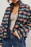 Rosa Clothing Amelia Floral Quilted Jacket in Navy