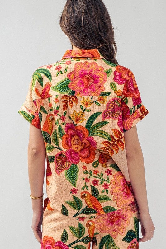 Urban Daizy Tropical Print Button Up Short Sleeve Shirt - Little Miss Muffin Children & Home