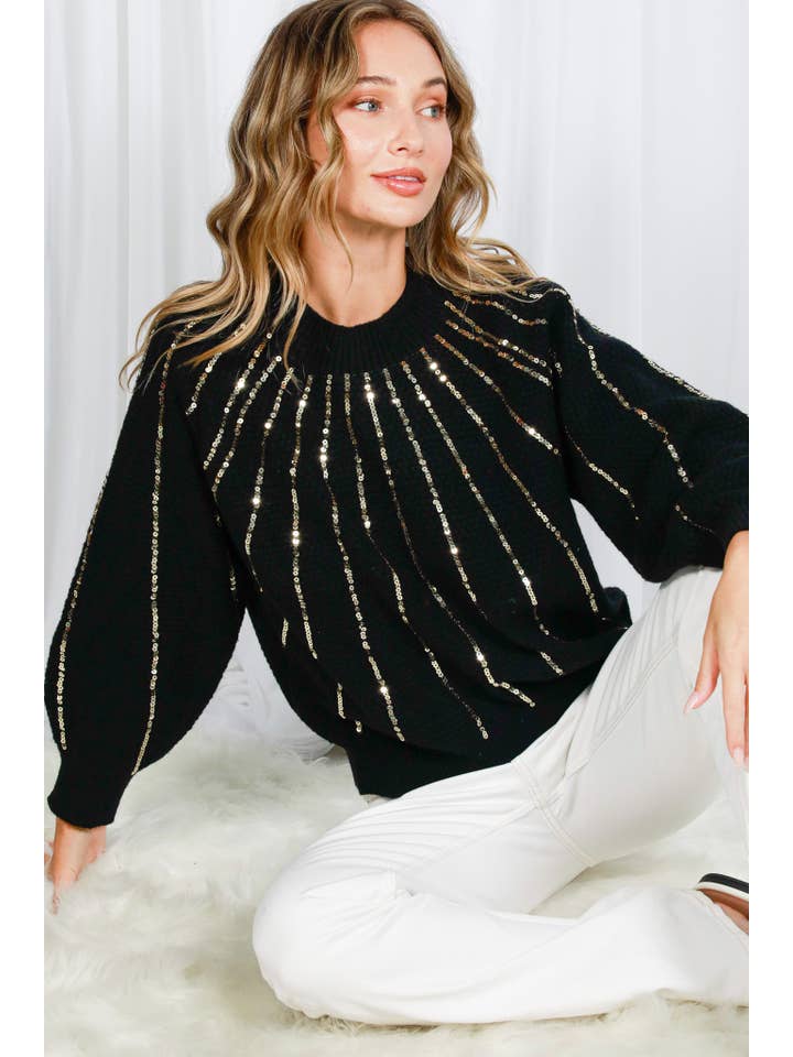 black sequin dolman sweater
