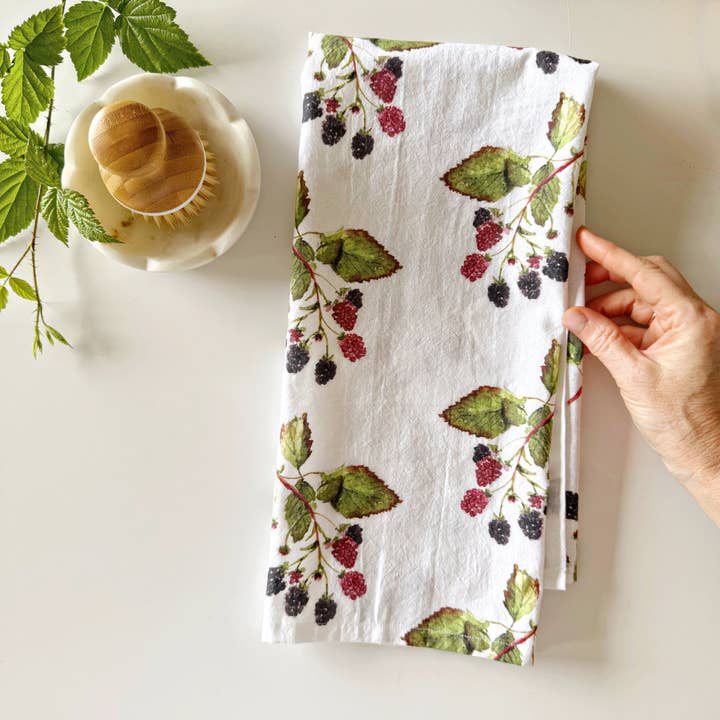 blackberry tree kitchen tea towel