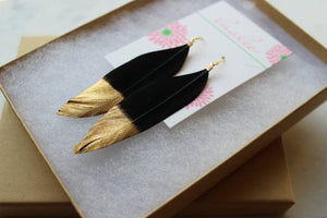 Laalee Jewelry Laalee Jewelry Gold Dipped Feather Earrings - Little Miss Muffin Children & Home