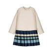 Mayoral Usa Inc Long Sleeve Dress with Striped, Pleated Skirt in Sand - Little Miss Muffin Children & Home