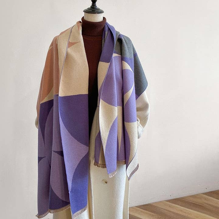 blue fringe detail scarf