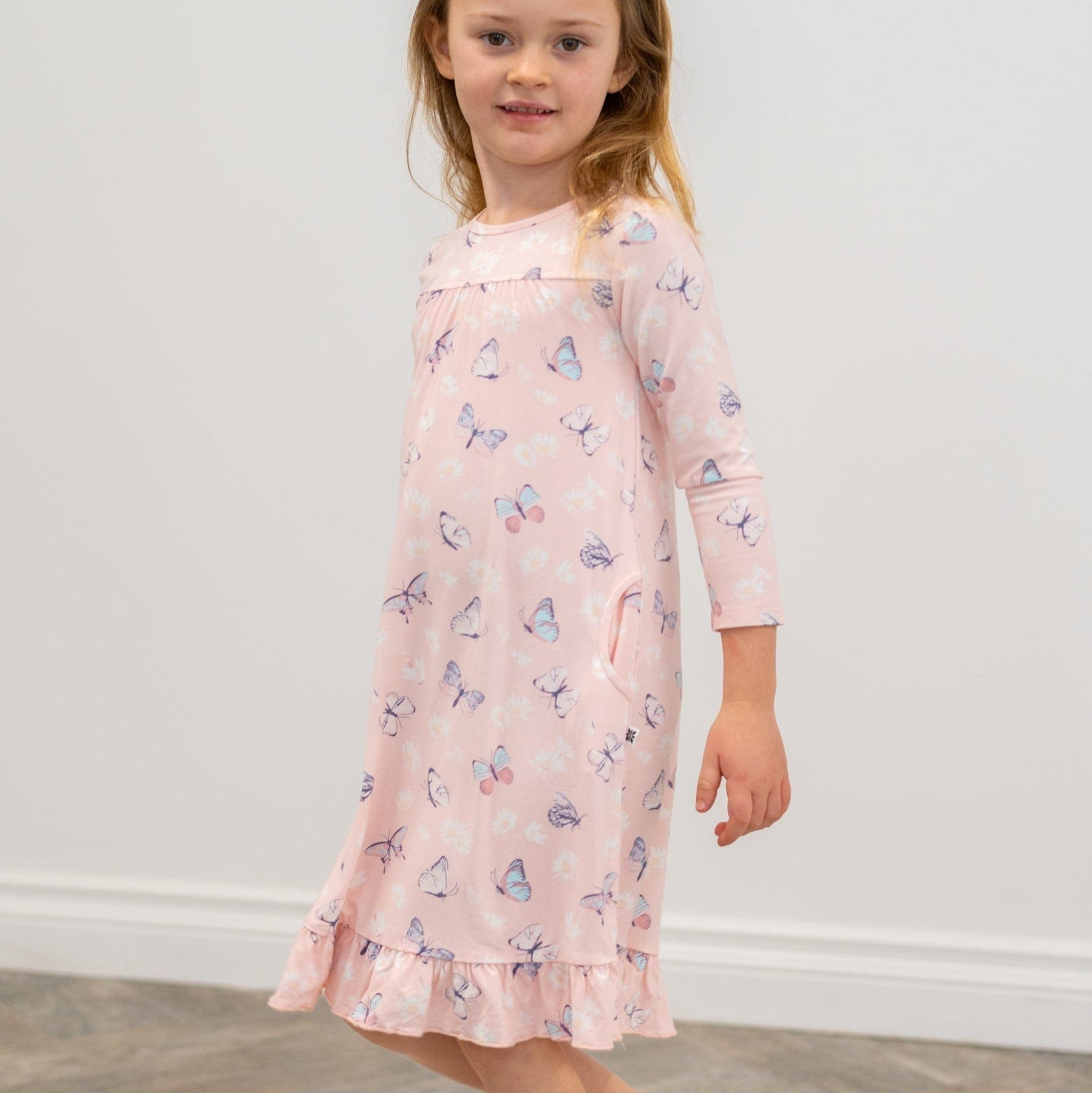 Sweet Bamboo Sweet Bamboo Boho Dress Butterfly Daisy Pink - Little Miss Muffin Children & Home