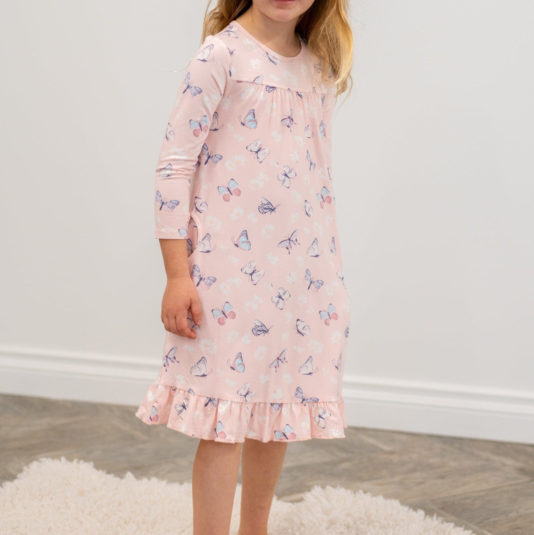 Sweet Bamboo Sweet Bamboo Boho Dress Butterfly Daisy Pink - Little Miss Muffin Children & Home
