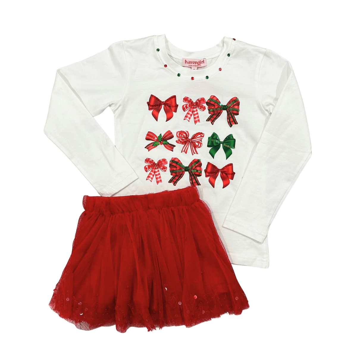 girls bow tee shirt for holidays