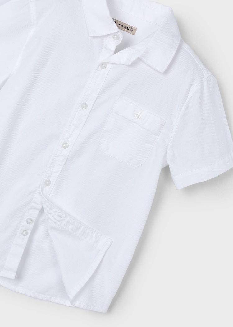 Mayoral Usa Inc Mayoral Short Sleeve Dress Shirt with Pocket in White - Little Miss Muffin Children & Home