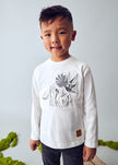 Mayoral Usa Inc Long Sleeve Embossed Dino T-Shirt in Cream - Little Miss Muffin Children & Home