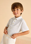 Mayoral Usa Inc Mayoral Geometric Print Short Sleeve Polo Shirt in Sand - Little Miss Muffin Children & Home