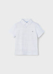 Mayoral Usa Inc Mayoral Geometric Print Short Sleeve Polo Shirt in White-Midnight - Little Miss Muffin Children & Home