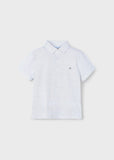 Mayoral Geometric Print Short Sleeve Polo Shirt in White-Midnight