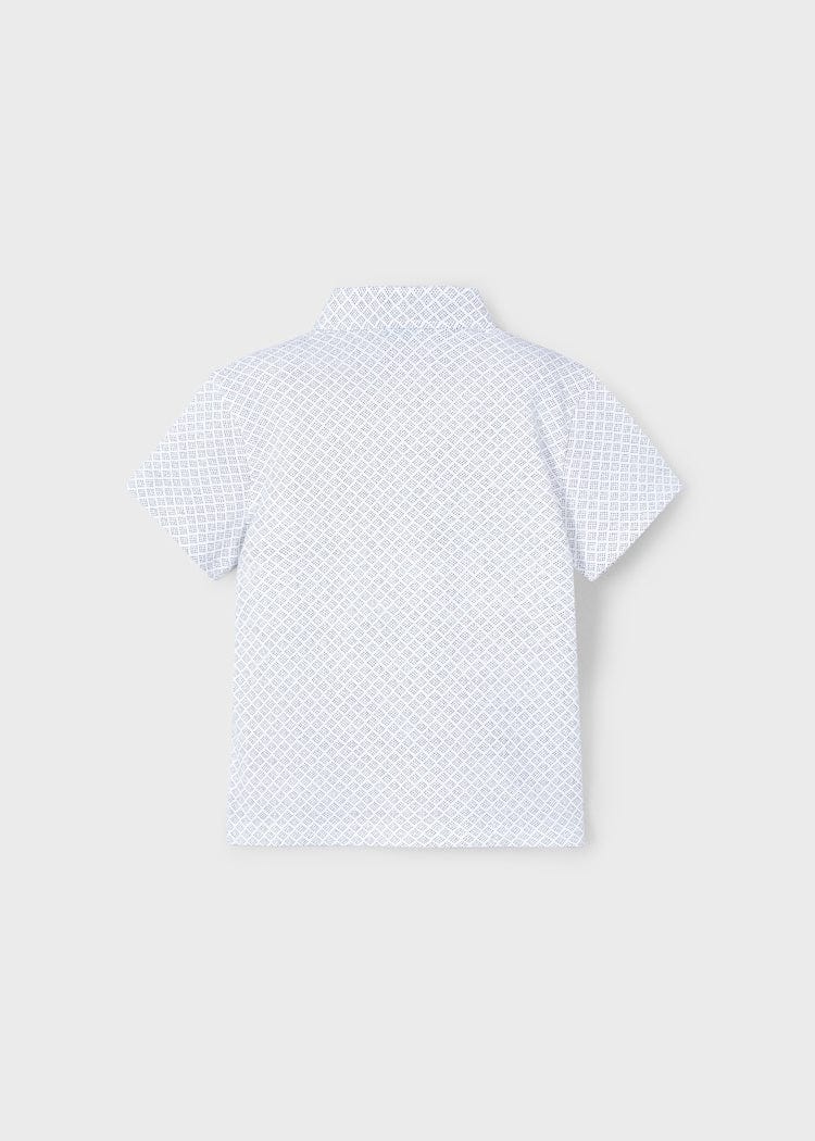 Mayoral Usa Inc Mayoral Geometric Print Short Sleeve Polo Shirt in White-Midnight - Little Miss Muffin Children & Home