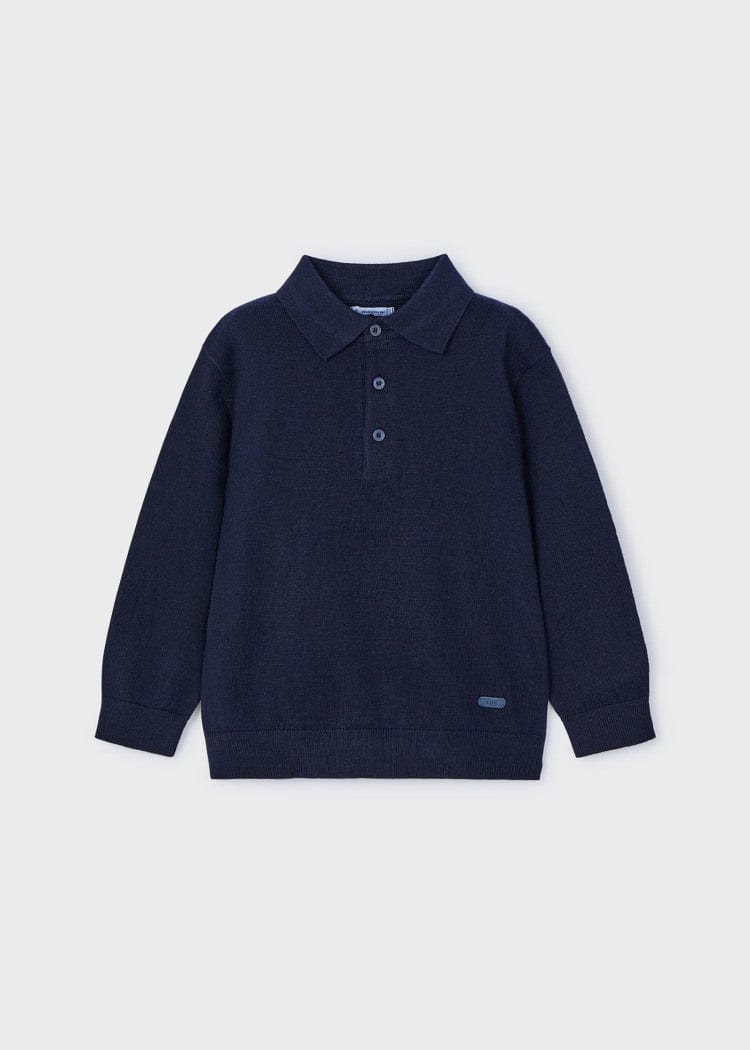 Mayoral Usa Inc Mayoral Tricot Long Sleeve Polo Shirt in Navy - Little Miss Muffin Children & Home