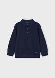 Mayoral Tricot Long Sleeve Polo Shirt in Navy