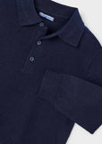 Mayoral Tricot Long Sleeve Polo Shirt in Navy